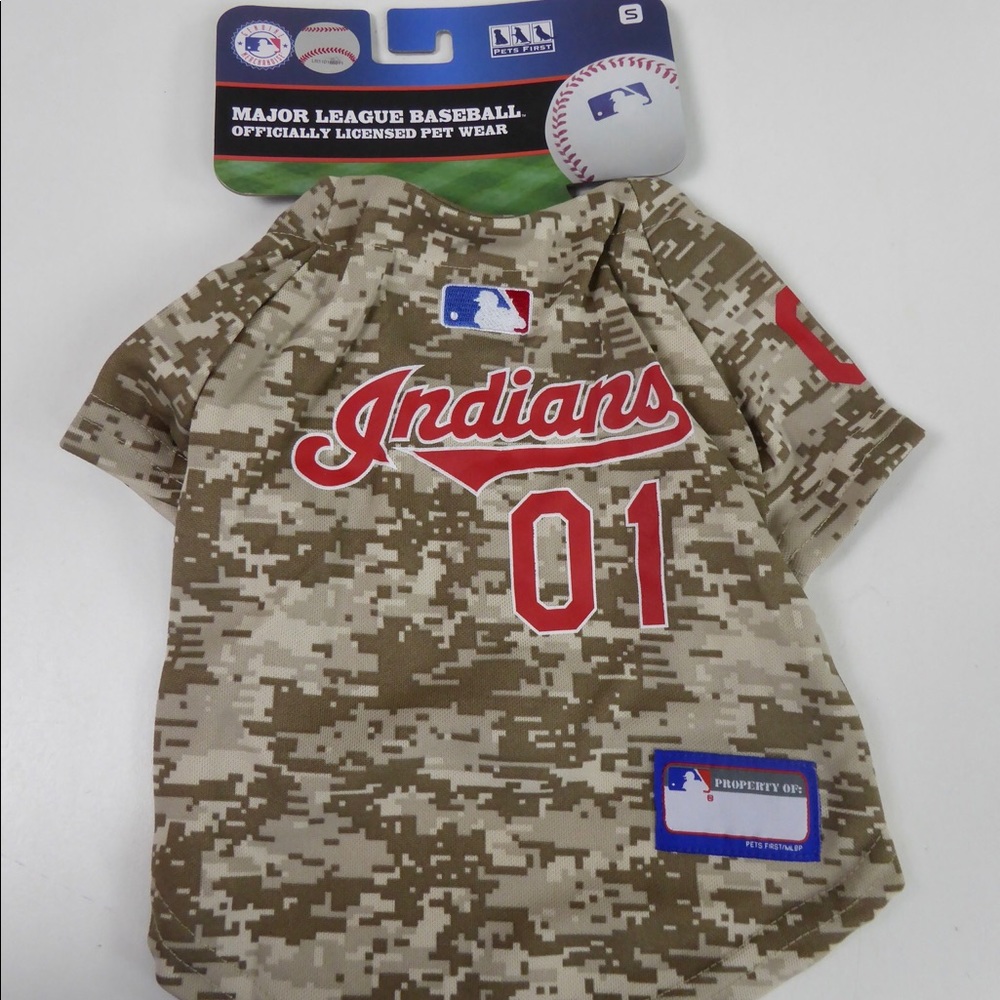 Cleveland Indians MLB Camo Dog Baseball Jersey Canine Shirt Camouflage NWT